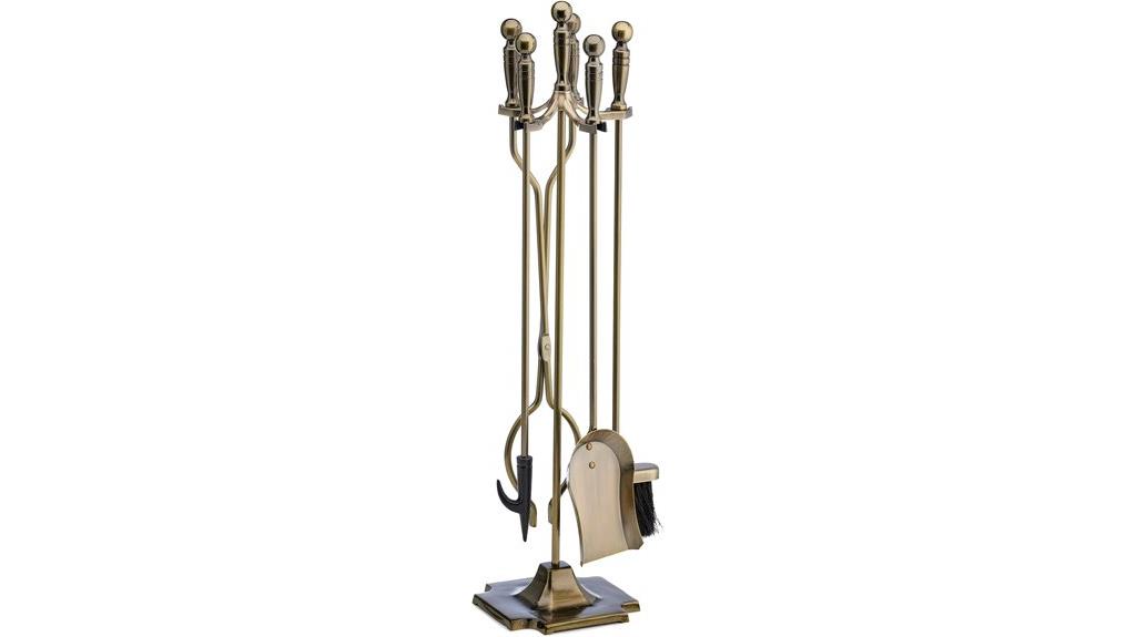 antique brass fire set