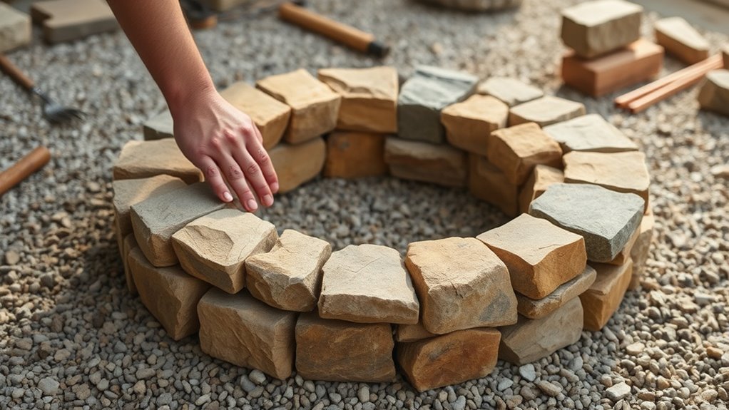 arrange stones carefully and precisely