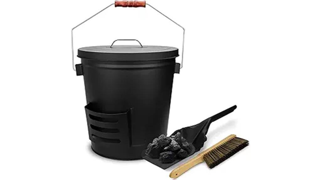 ash bucket with tools
