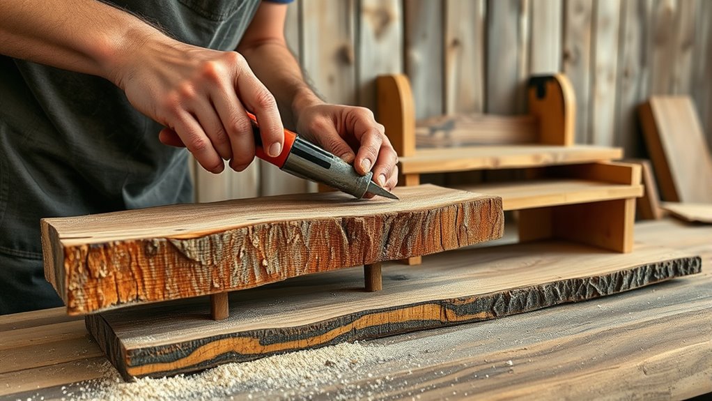 balanced rustic shelf organization