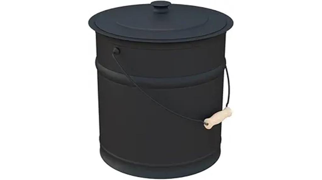 black ash bucket with lid
