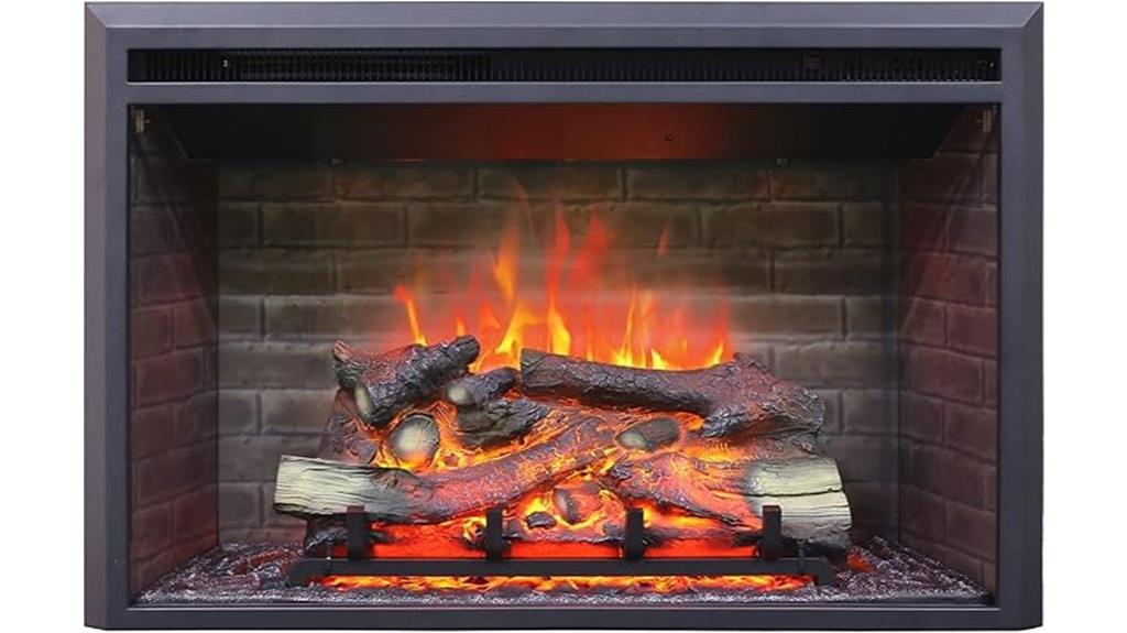 black fireplace with log speaker