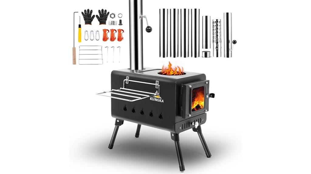 black tent stove with chimney