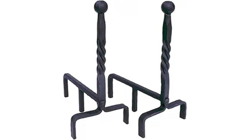 black wrought iron andirons