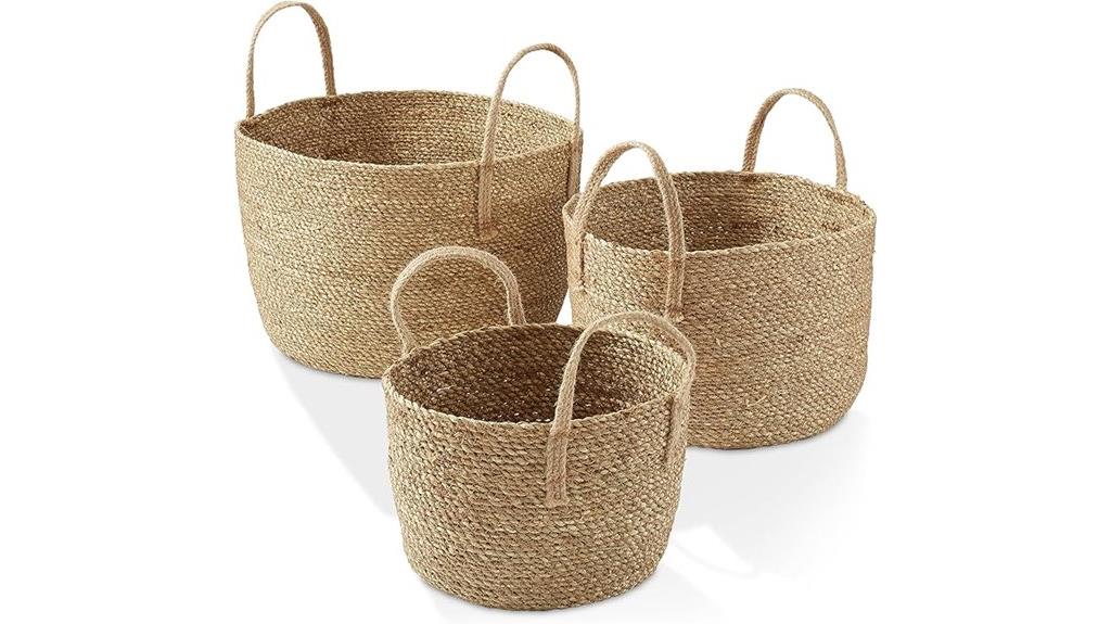 braided seagrass basket set