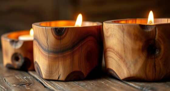 crafting organic wooden candle holders
