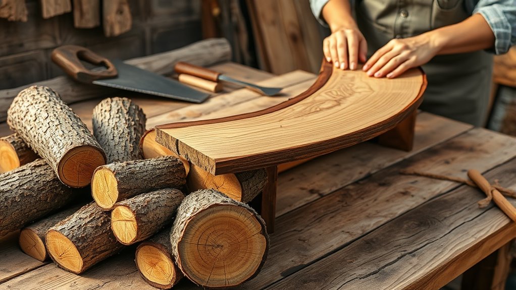 crafting shelves from split wood