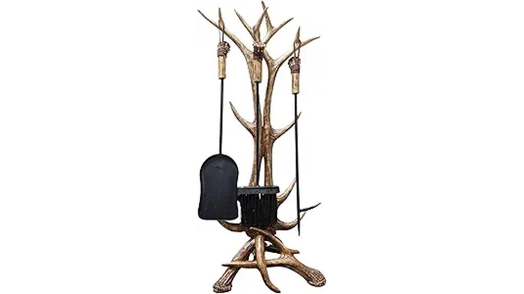 decorative antler fireplace set