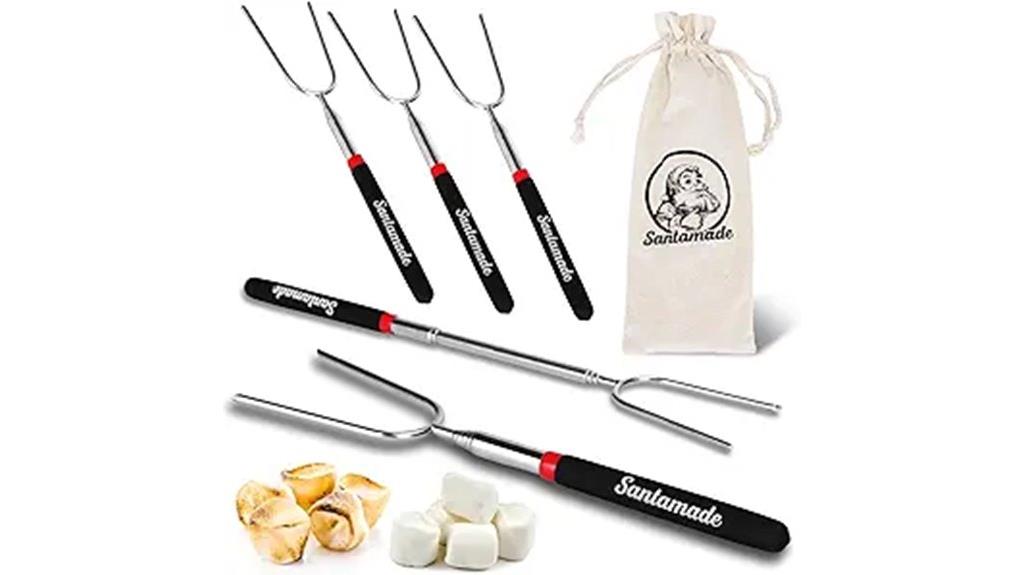 five marshmallow roasting sticks