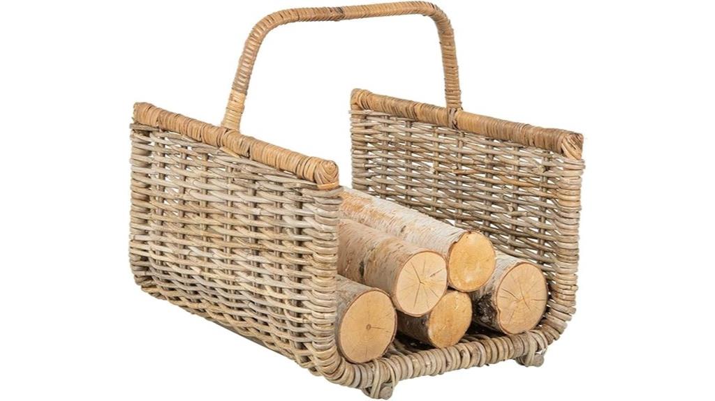 gray and brown fire log basket