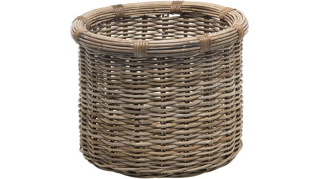 gray brown rattan storage basket