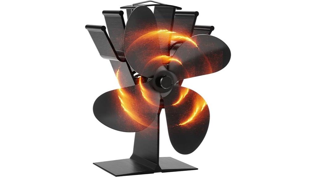 heat powered four blade fan