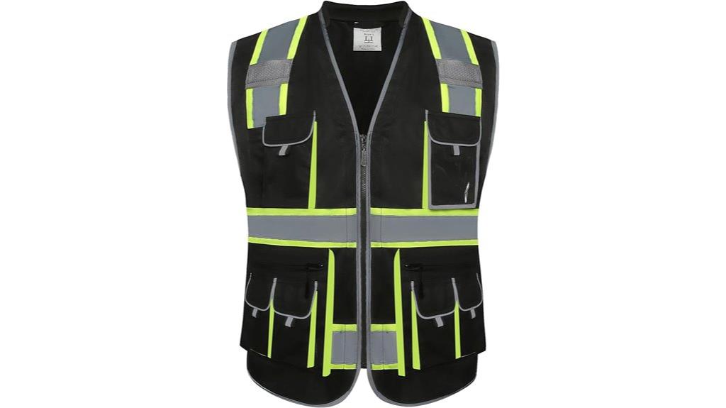 high visibility black vest