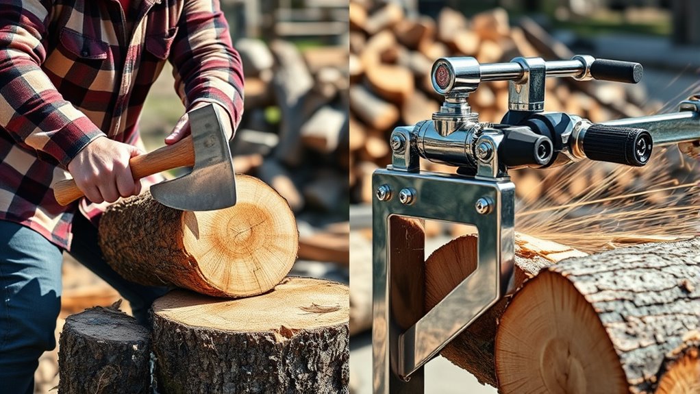 hydraulic pressure splits logs