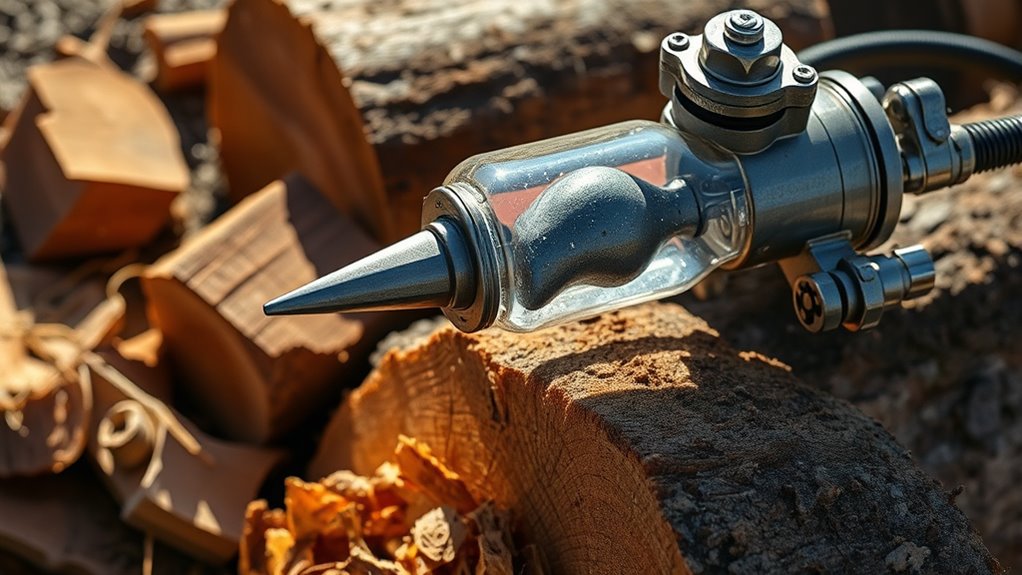 hydraulic pressure splits logs