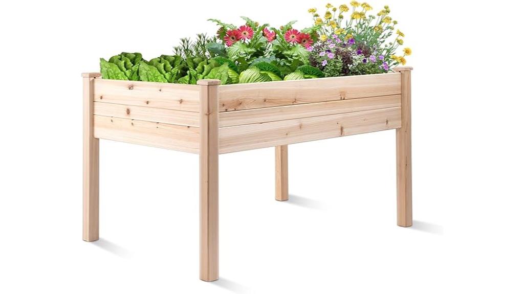 natural wood garden planter