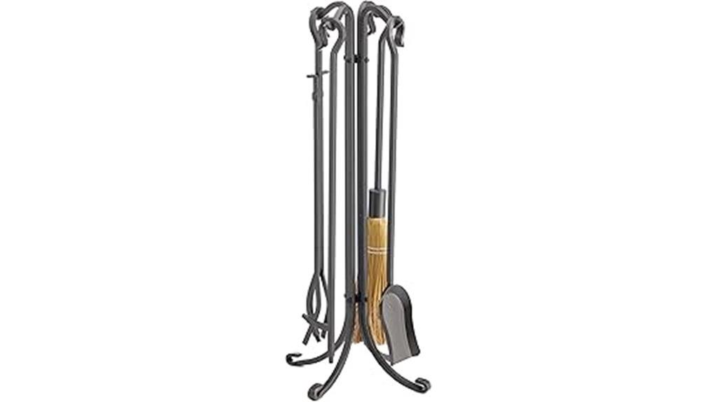 old world iron fireplace set