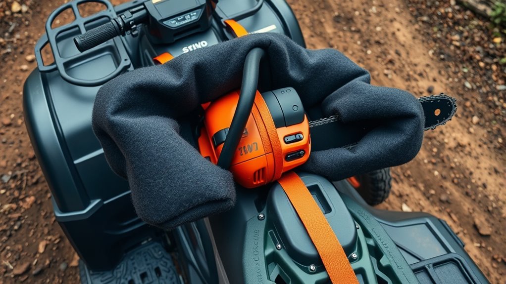 proper padding secures chainsaw