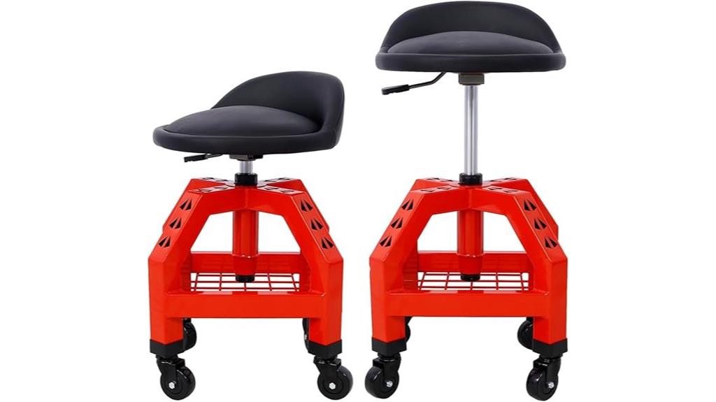 red creeper seat with casters