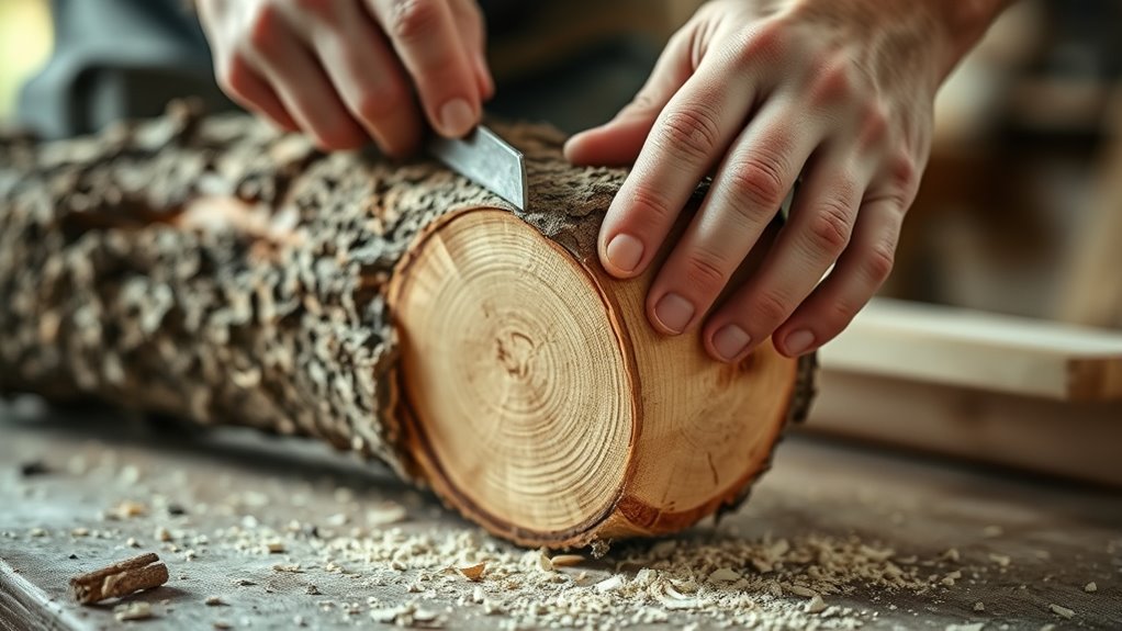 remove bark before splitting