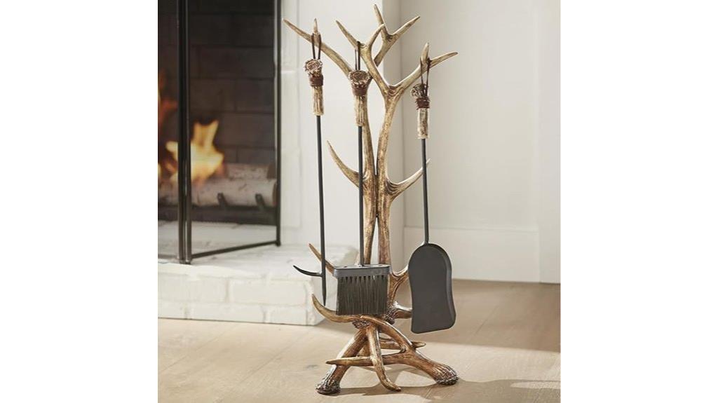 rustic antler fireplace tools