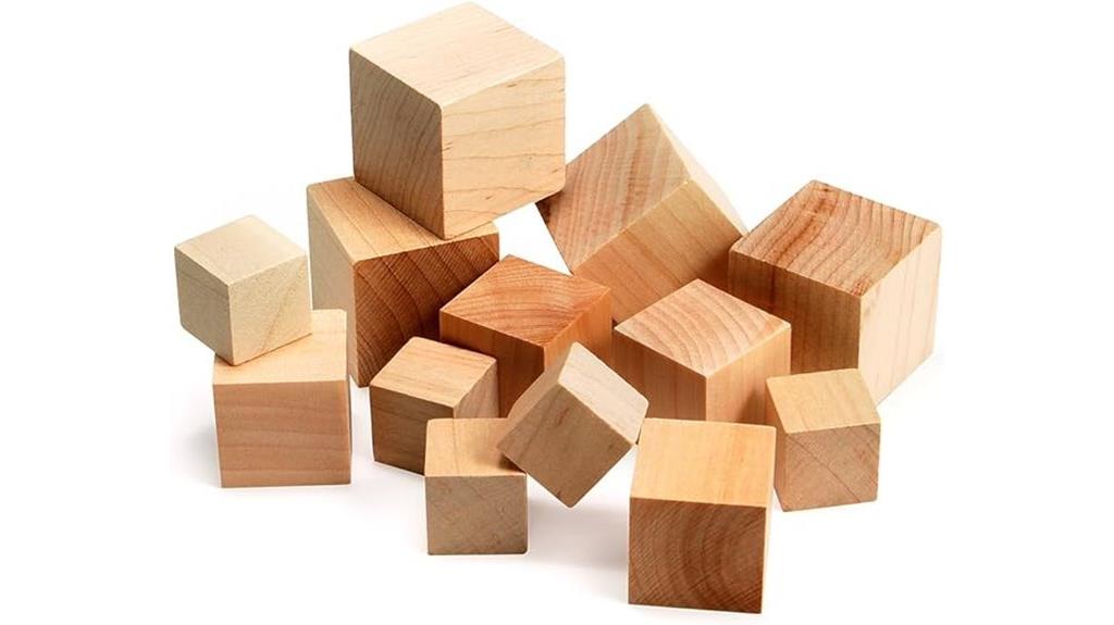 unfinished wooden building blocks