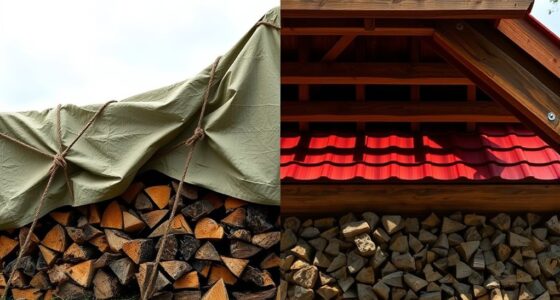 wood covering tarps or roofs