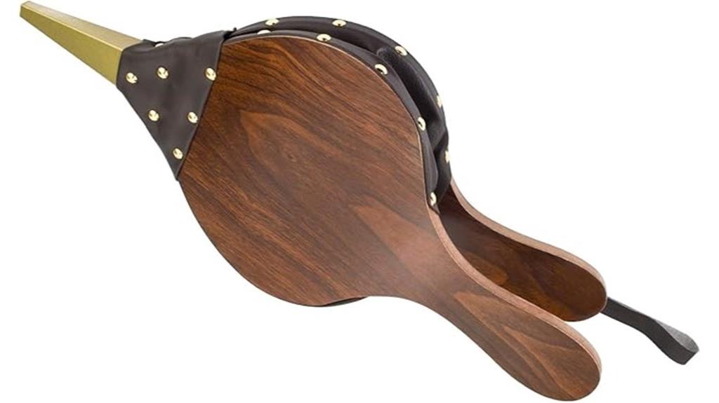 wooden fireplace bellows