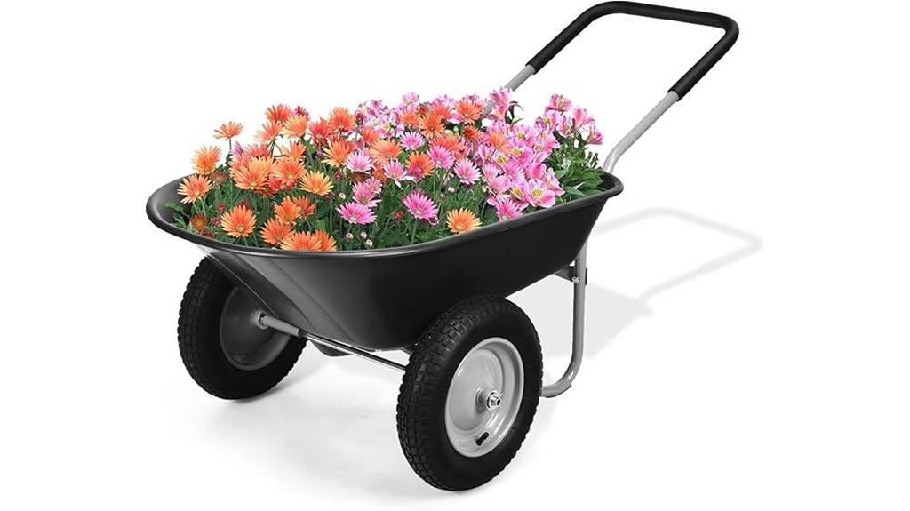 dual wheel garden wheelbarrow
