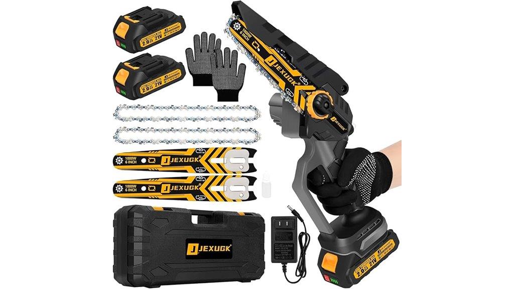 six battery operated mini chainsaws
