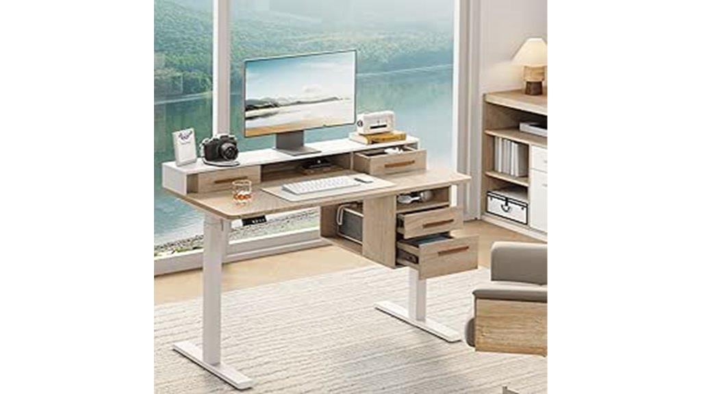 adjustable four drawer standing desk