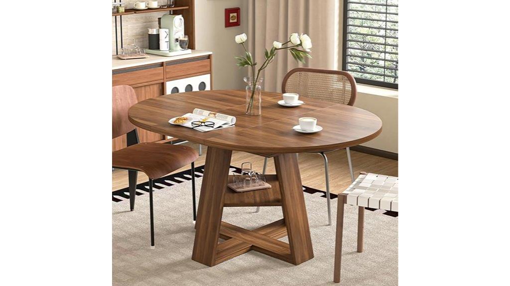 adjustable round table with storage