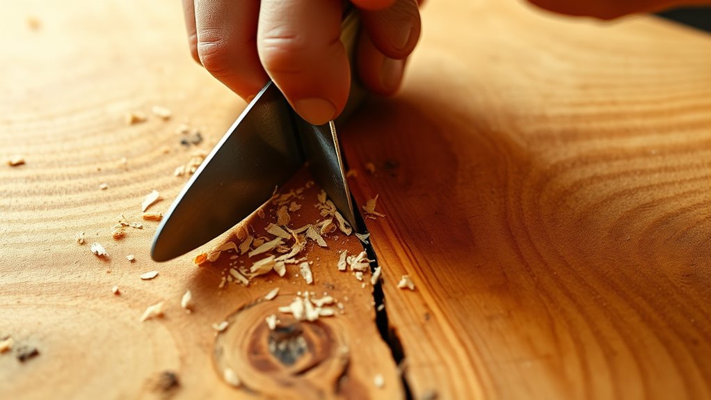 careful knotty pine splitting