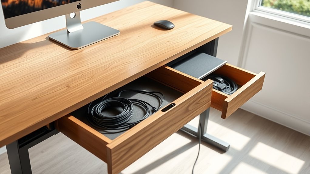 clutter free adjustable desk