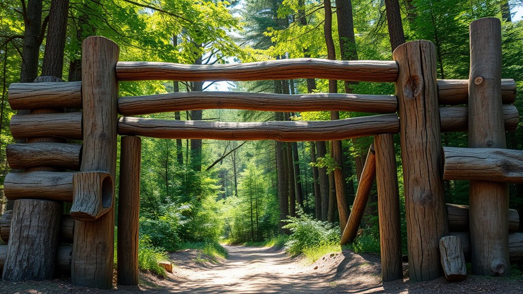 construct wooden gate logs