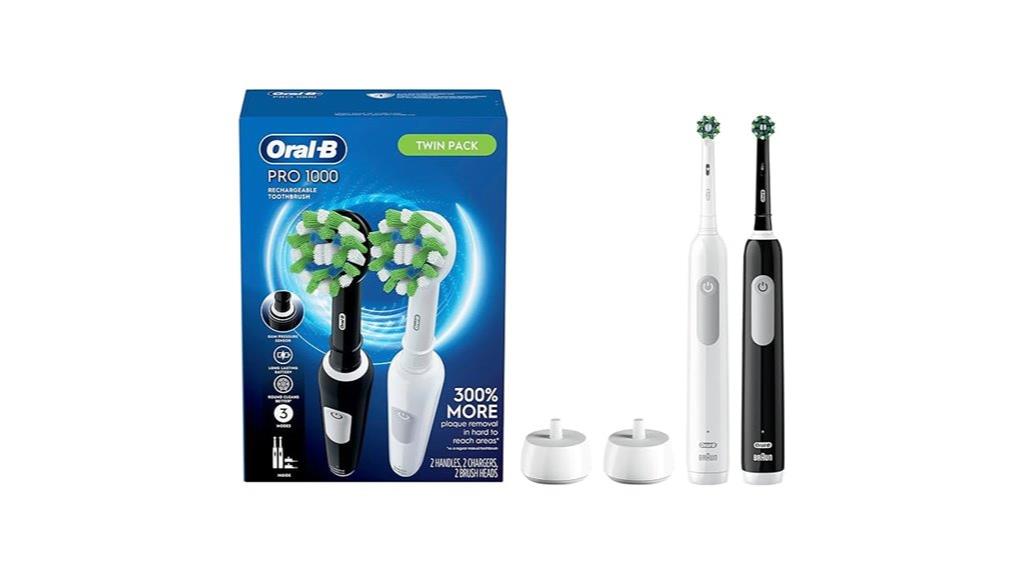 dual black white electric toothbrushes