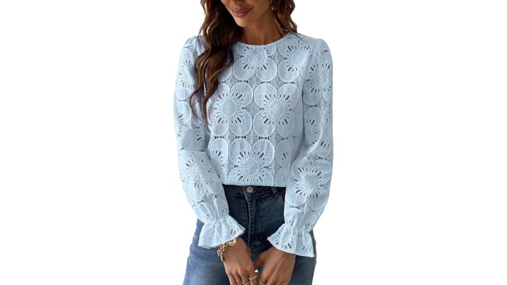 elegant eyelet long sleeve