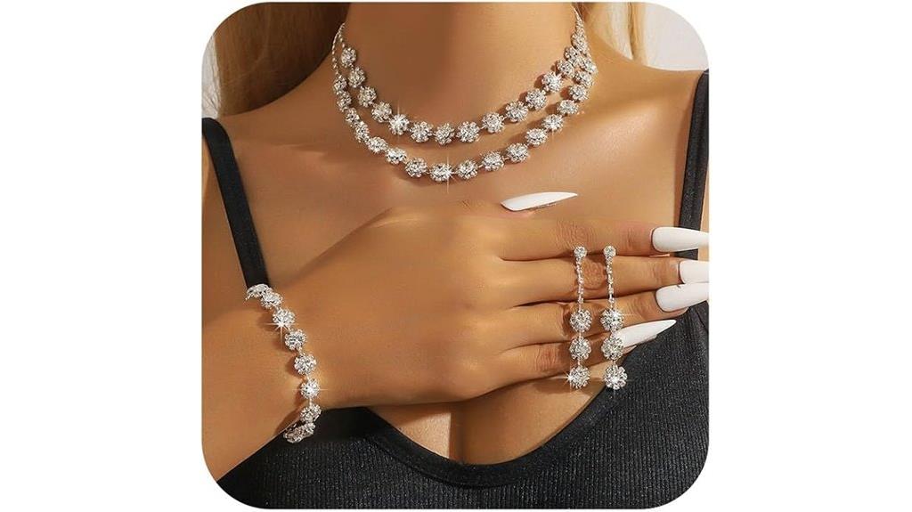 elegant silver rhinestone jewelry