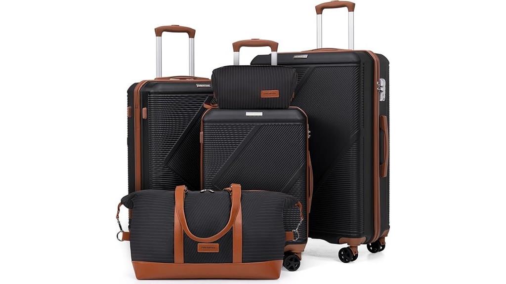 five piece wheeled luggage set