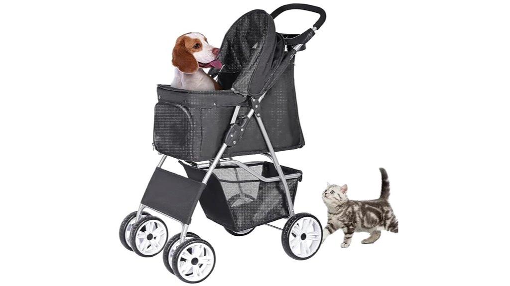 foldable four wheel pet stroller