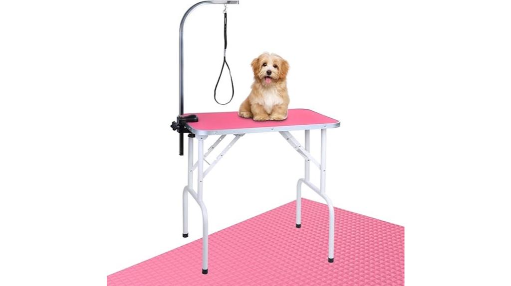 foldable grooming table with arm