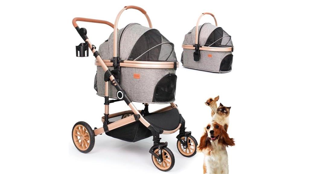 foldable pet stroller with wheels