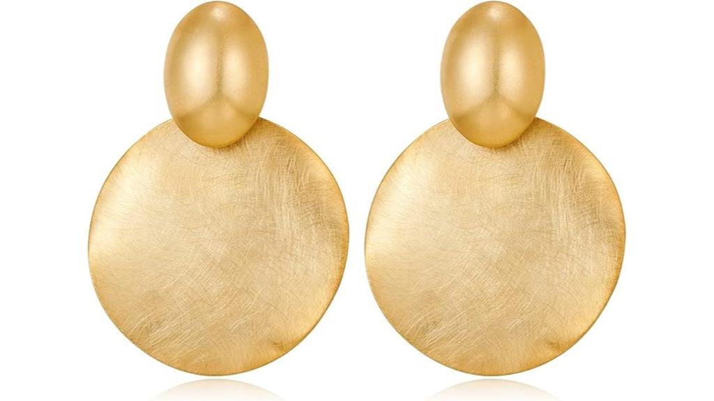 gold disc drop earrings