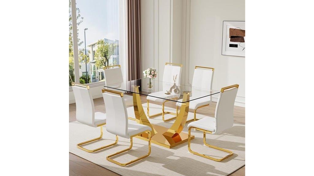 gold glass dining set