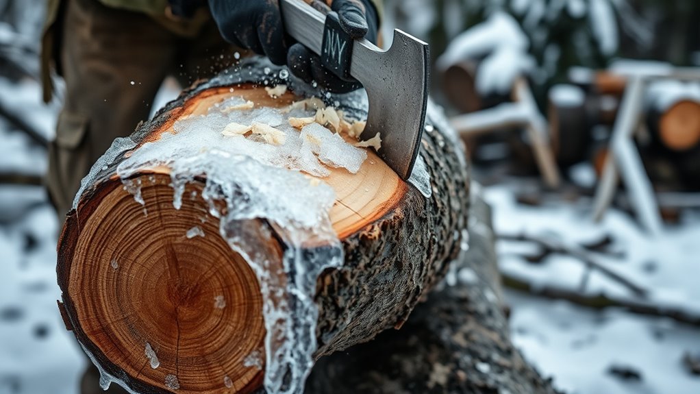 handle slippery logs carefully