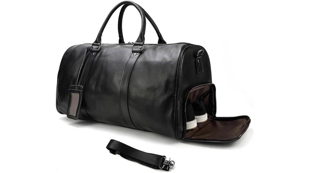 leather black travel bag