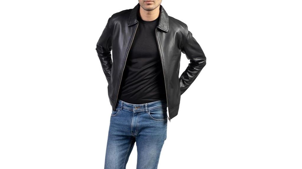leather polo jacket men