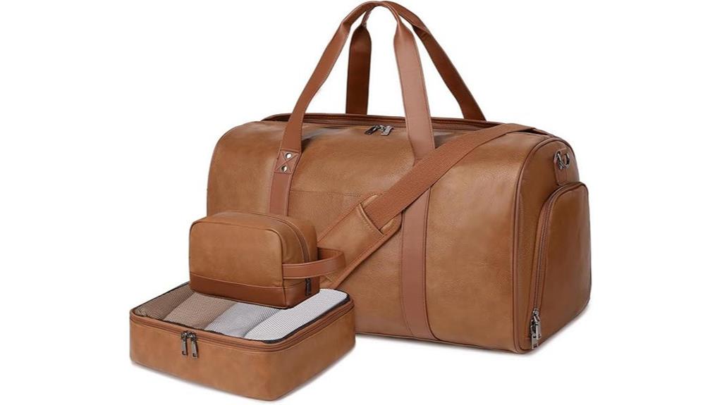 leather weekend bag with compartments