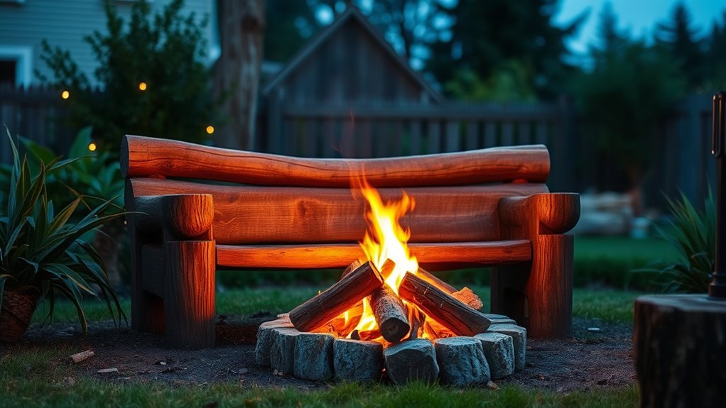 log made backyard campfire bench
