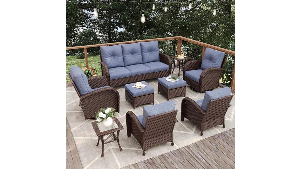 nine piece wicker patio set